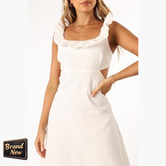 Mini Dress with Square Neckline and Ruffle Detail, Non-Adjustable Straps - Picture 3 of 5